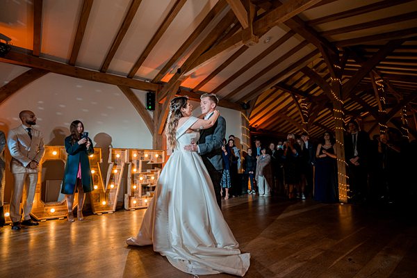 Couple's first dance at wedding reception.