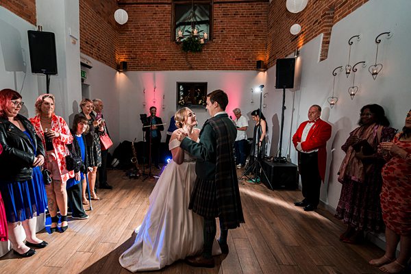 Couple's first dance at wedding reception.