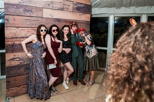 Group of friends posing at a party