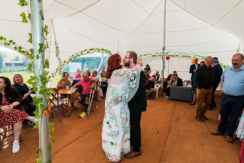 Couple's first dance at wedding reception