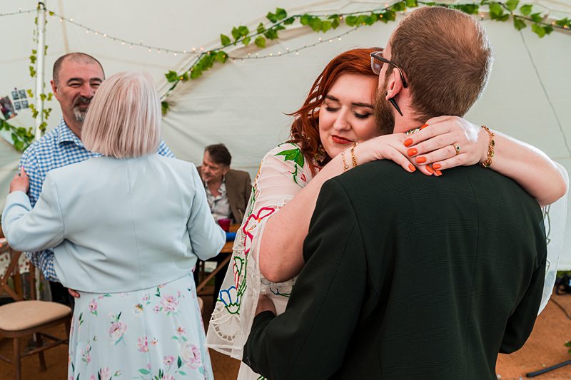 People dancing at a festive event.
