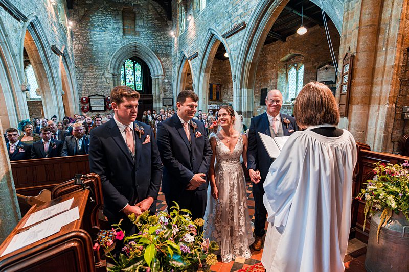 Bride and groom during a church wedding ceremony.