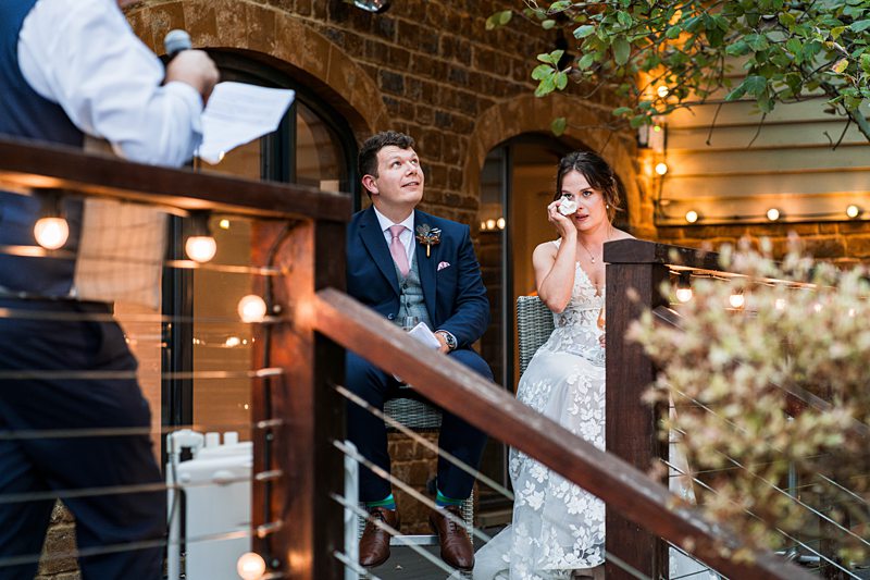 Wedding speech, bride and groom emotional moment