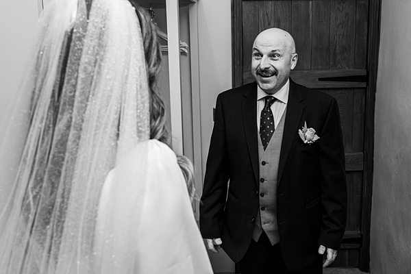 Bride and father emotional wedding day moment